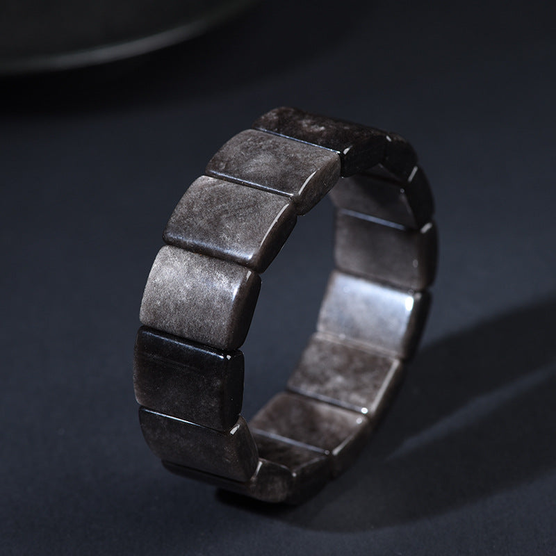 Silver Obsidian Bangle