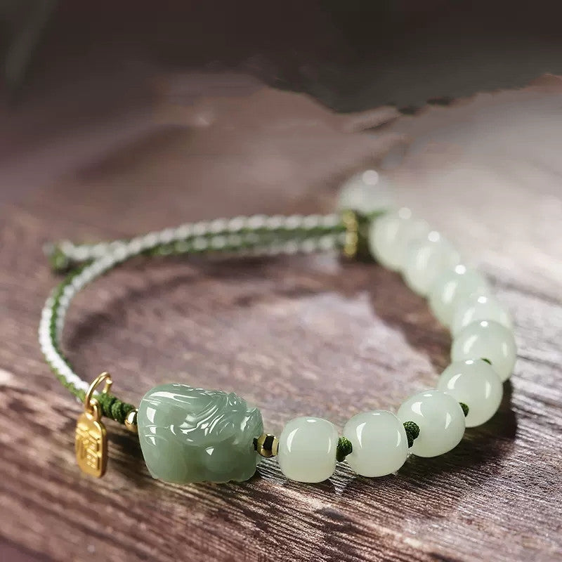 Hetian Jade Pixiu Woven Red String