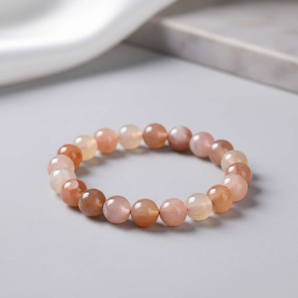 Natural Cherry Blossom Agate Bracelet