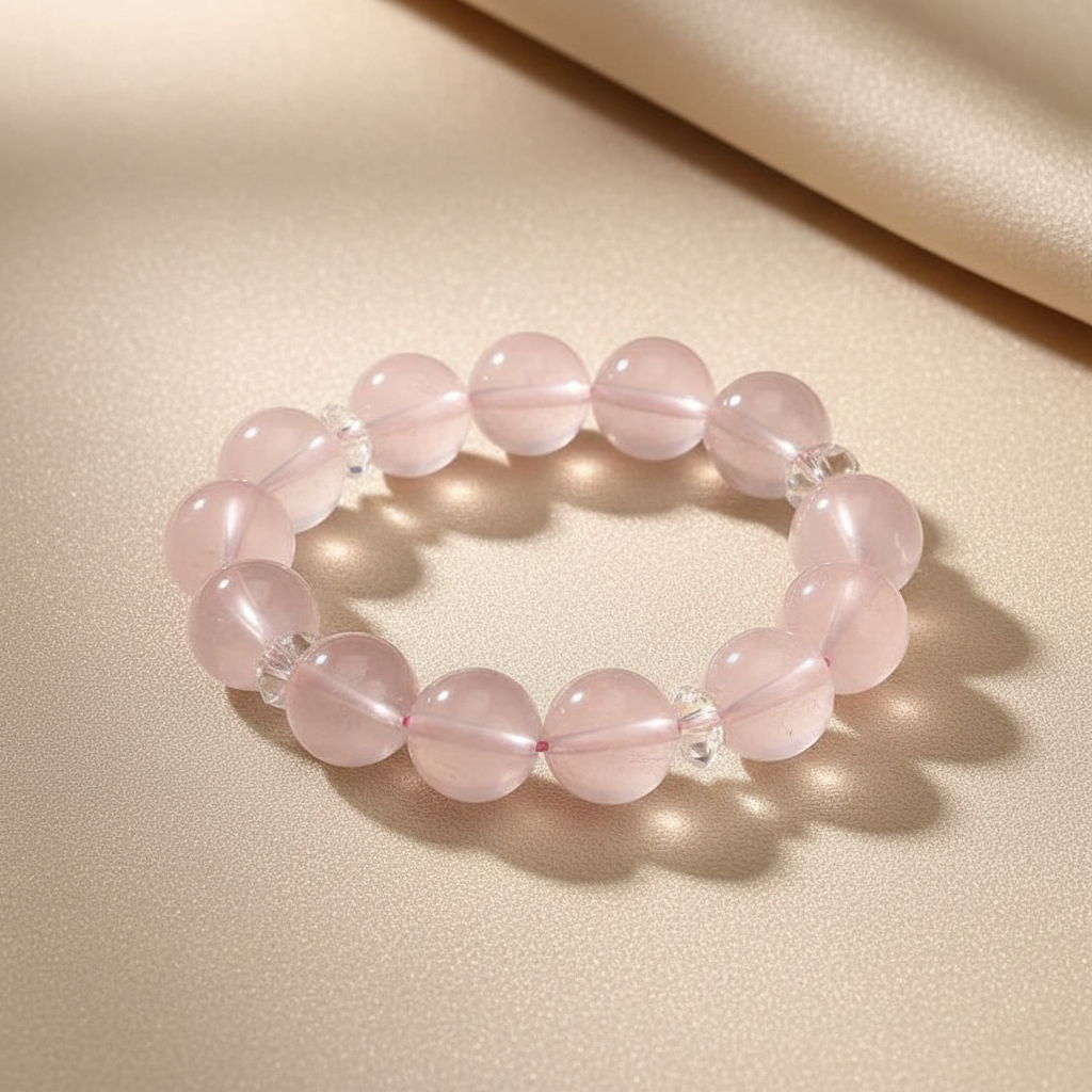 Rose Quartz & Snowflake Phantom Bracelet