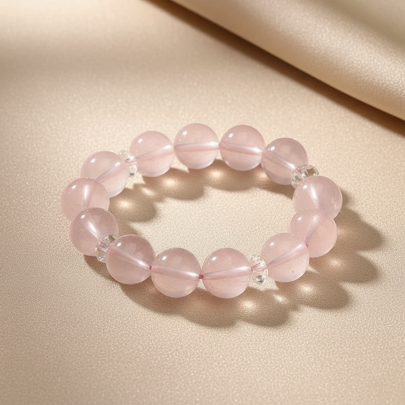 Rose Quartz & Snowflake Phantom Bracelet