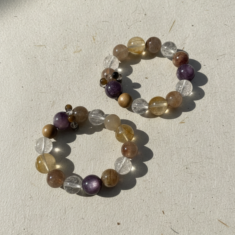 Yellow Hematite & Purple Mica Agarwood Bracelet