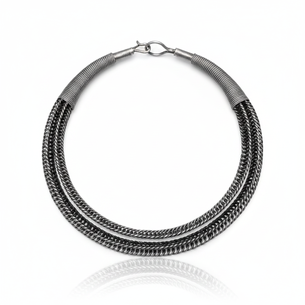 Miao Silver Choker Necklace - Eight-Sided Filigree Design