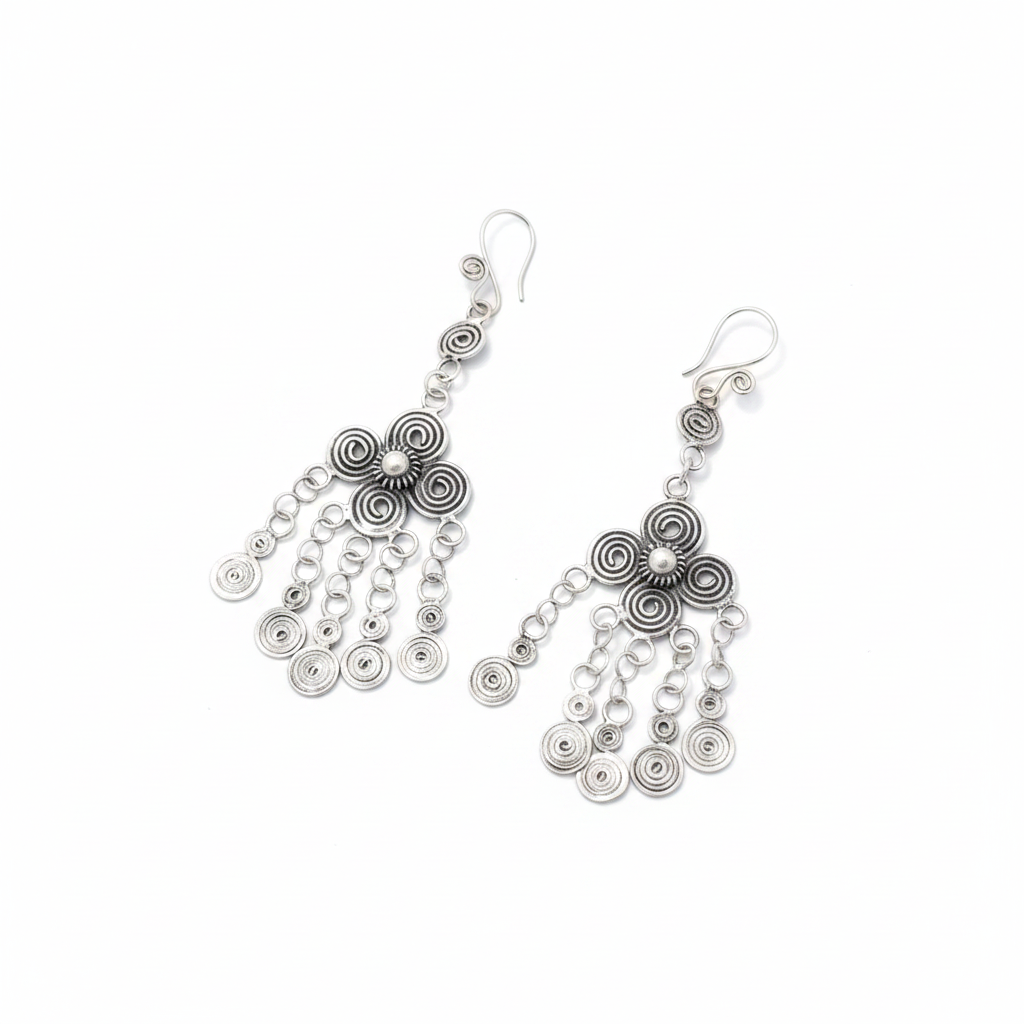 Miao Silver Earrings  | Ethnic Heritage