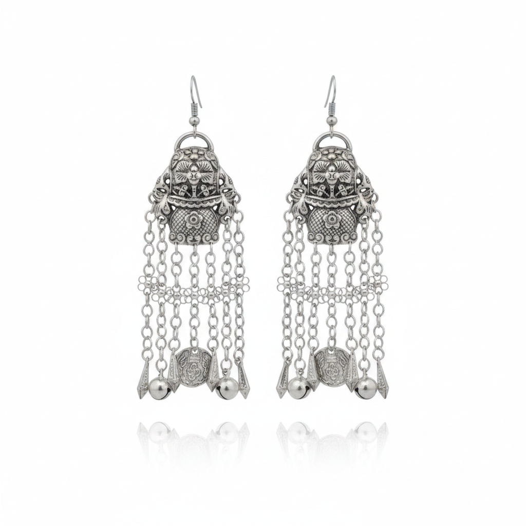 Miao Silver Earrings | Ethnic Heritage