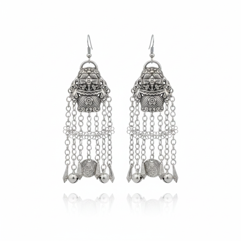 Miao Silver Earrings | Ethnic Heritage