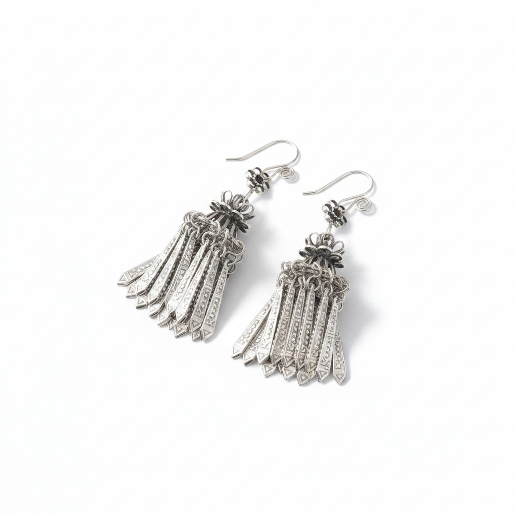 Miao Silver Earrings| Ethnic Heritage