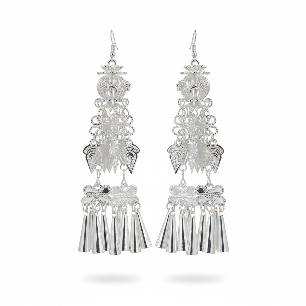 Miao Silver Earrings  | Ethnic Heritage