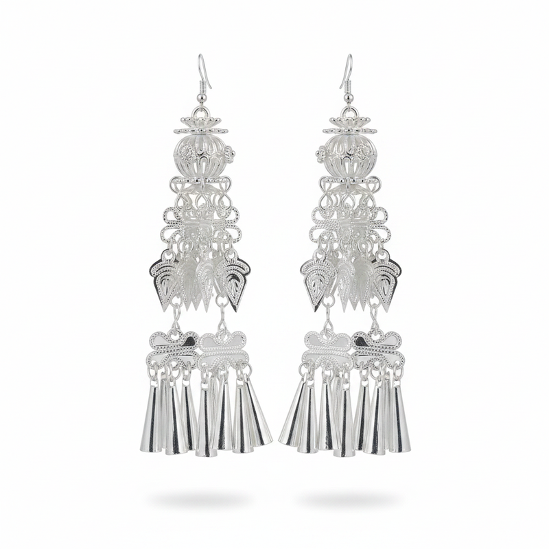 Miao Silver Earrings  | Ethnic Heritage