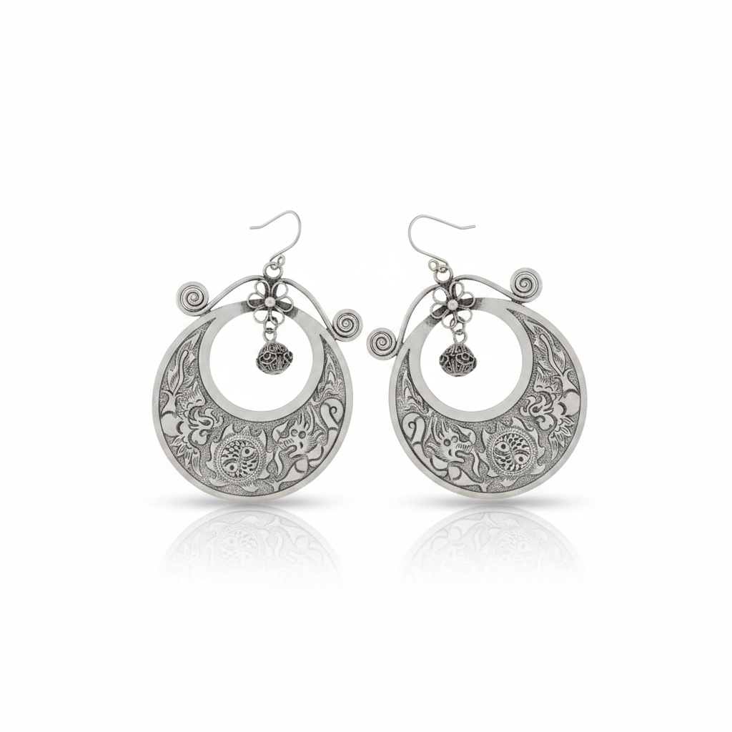 Miao Silver Earrings | Ethnic Heritage