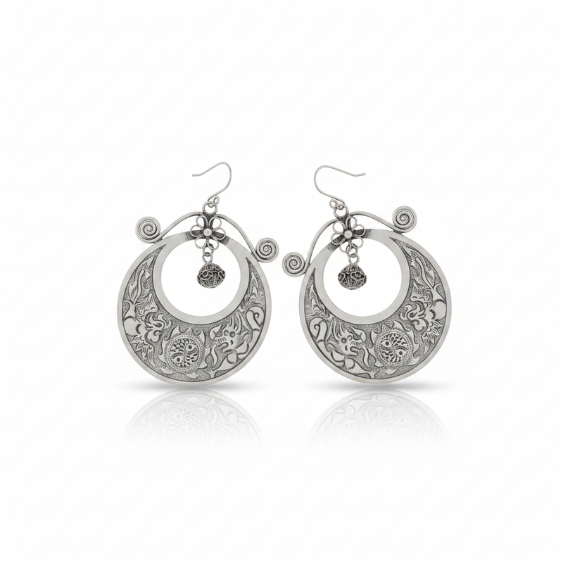 Miao Silver Earrings | Ethnic Heritage