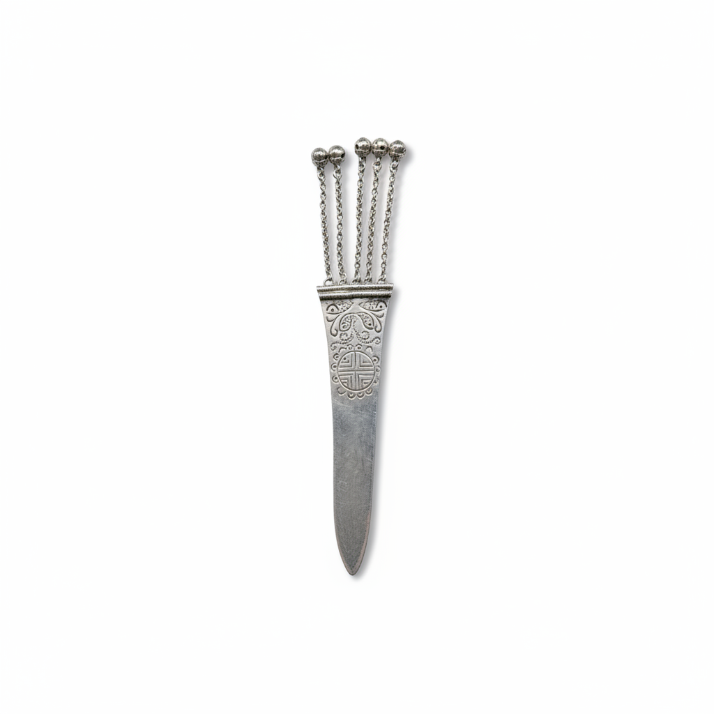 Silver Hairpin Tea Knife - Peony (Wealth & Honor) | Miao Artifact