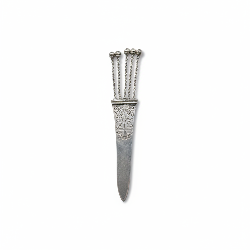 Silver Hairpin Tea Knife - Peony (Wealth & Honor) | Miao Artifact