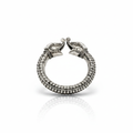 Miao Silver Crocodile Head Bracelet - Tribal Totem Design