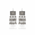 Miao Silver Earrings - Geometric Squares (Stability) | Ethnic Jewelry