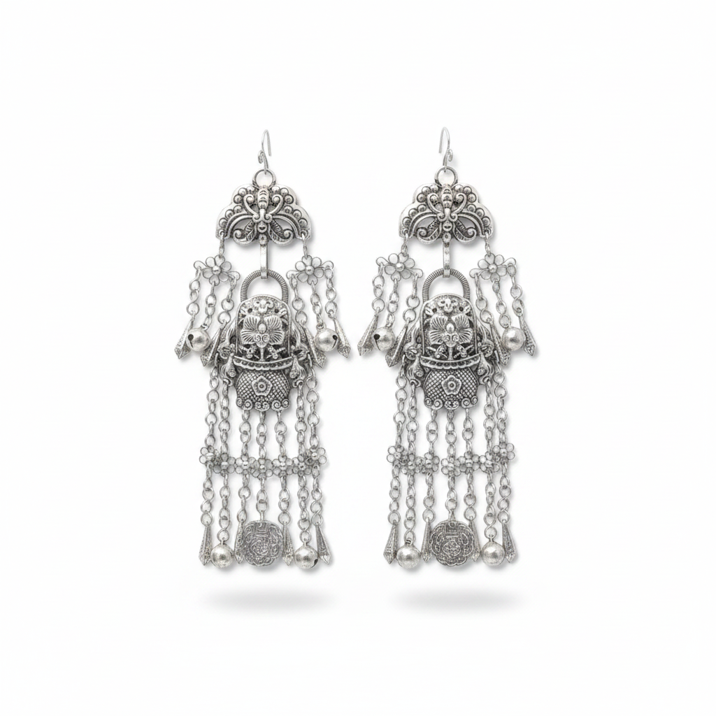 Miao Silver Earrings | Ethnic Heritage