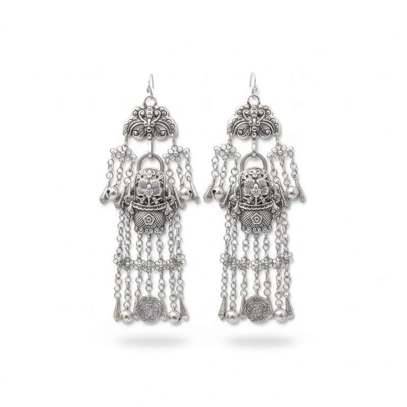 Miao Silver Earrings | Ethnic Heritage