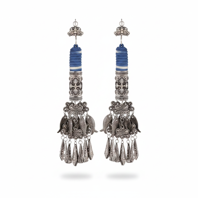 Miao Silver Earrings | Ethnic Heritage