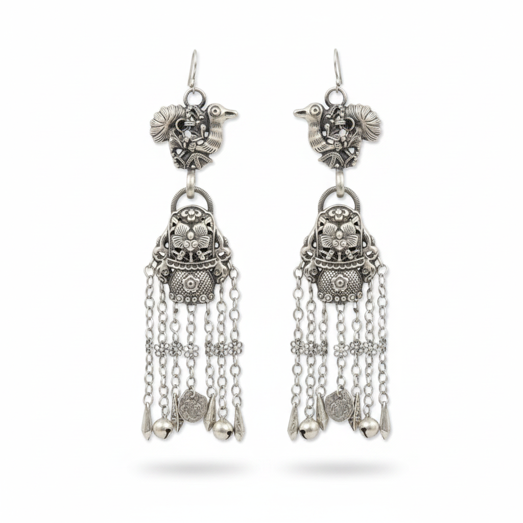 Miao Silver Earrings | Ethnic Heritage