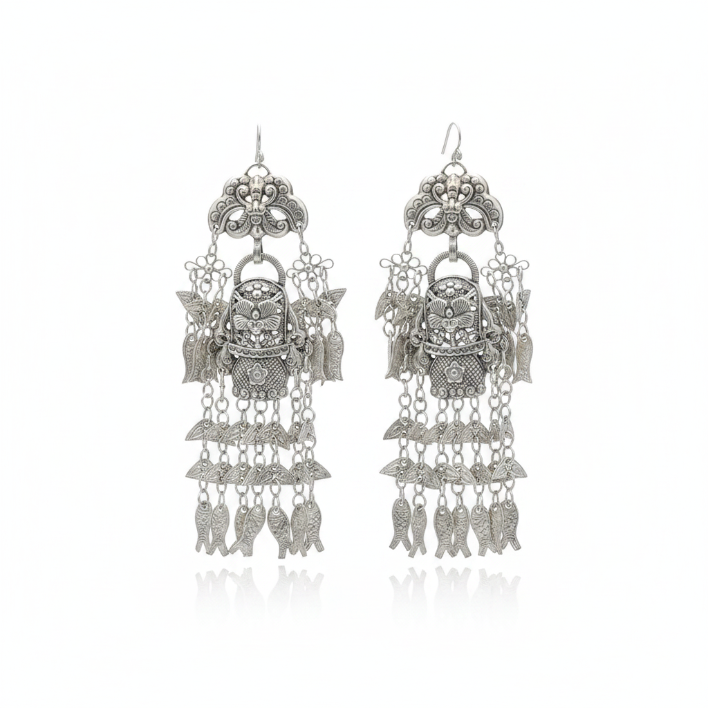 Miao Silver Earrings | Ethnic Heritage