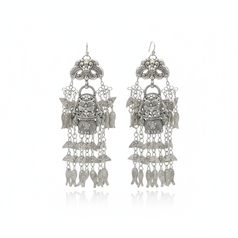 Miao Silver Earrings | Ethnic Heritage