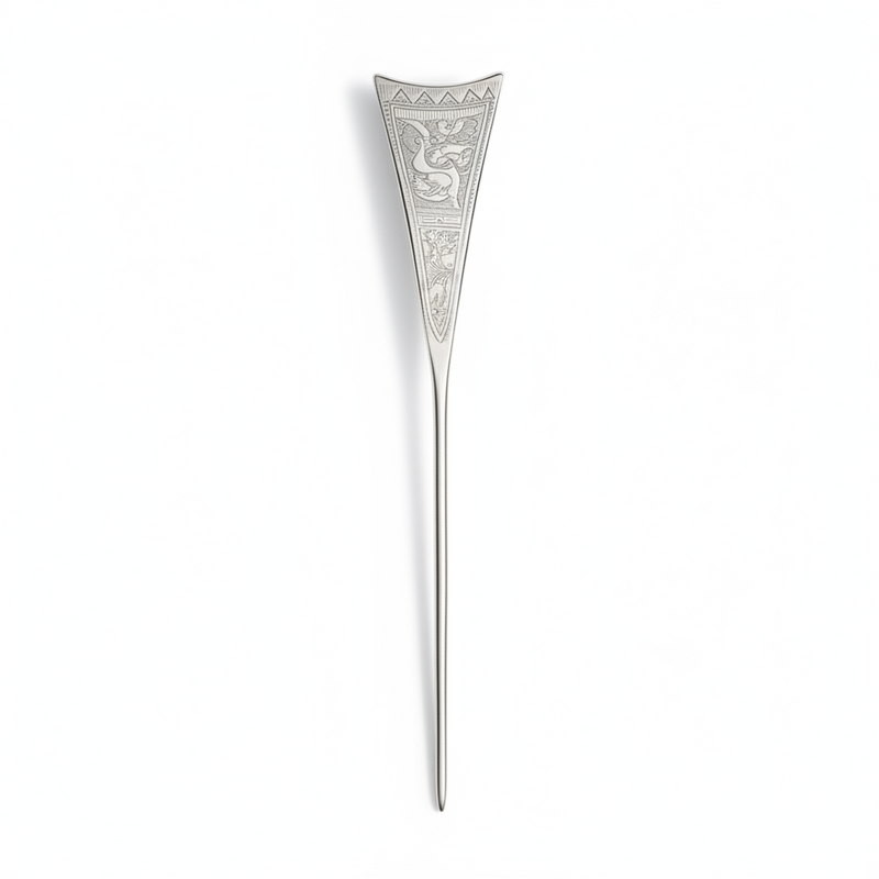 Silver Hairpin Tea Knife - Bat Pattern (⭐ Hot Seller) | Miao Artifact