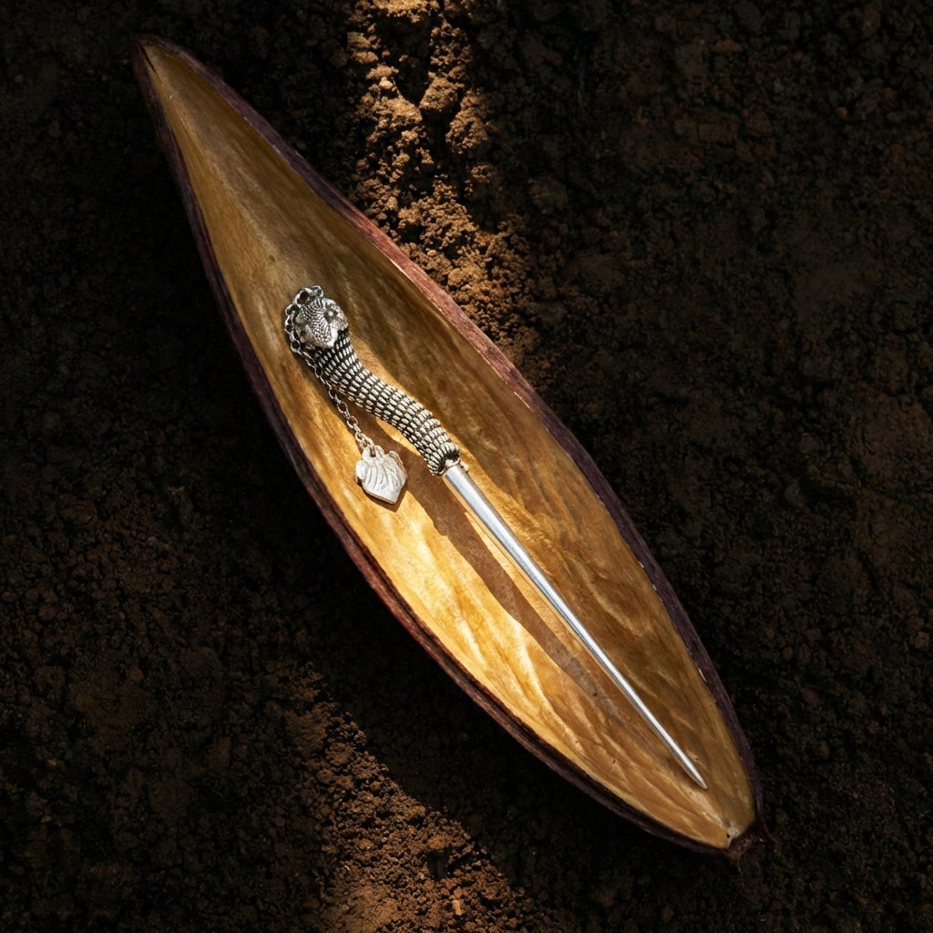 Silver Hairpin Tea Knife - Dragon Scales (Protection) | Miao Artifact