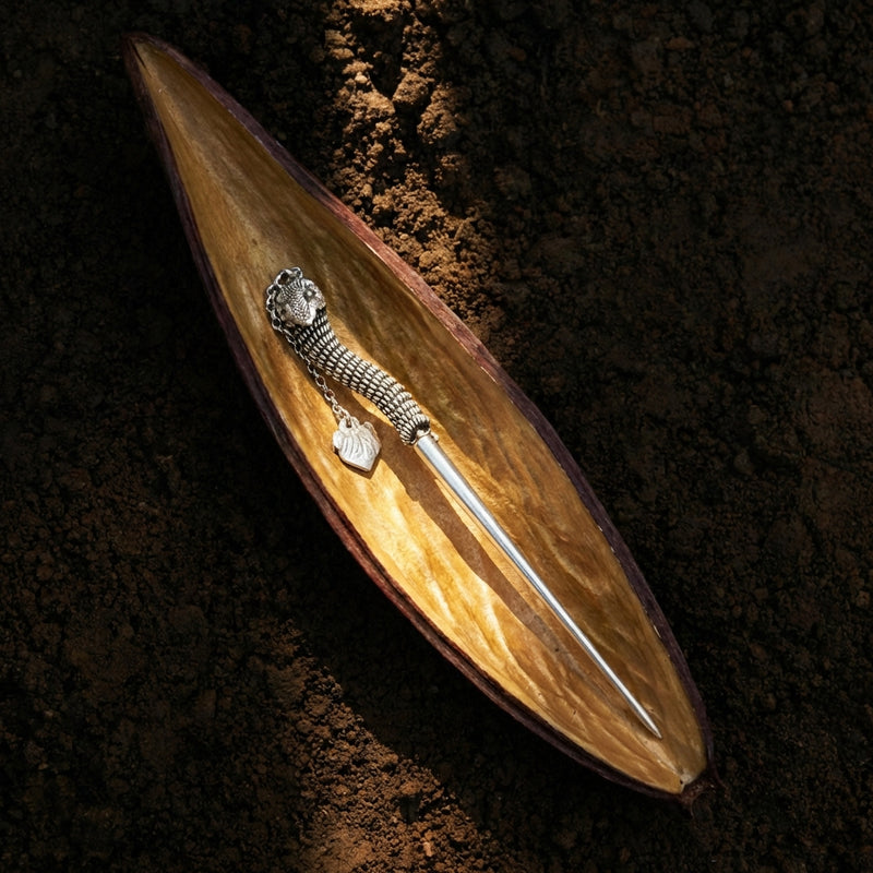 Silver Hairpin Tea Knife - Dragon Scales (Protection) | Miao Artifact