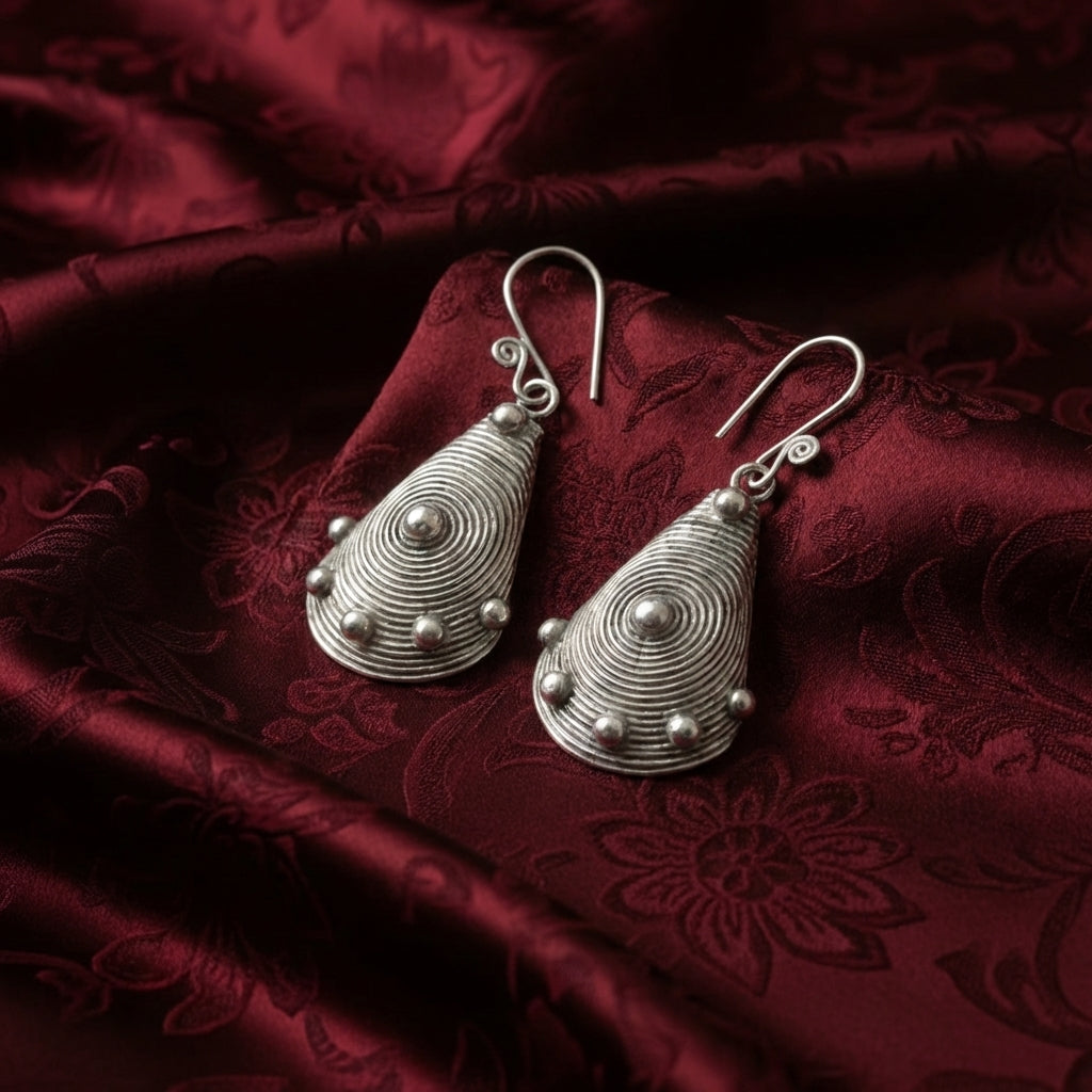 Miao Silver Earrings  | Ethnic Heritage