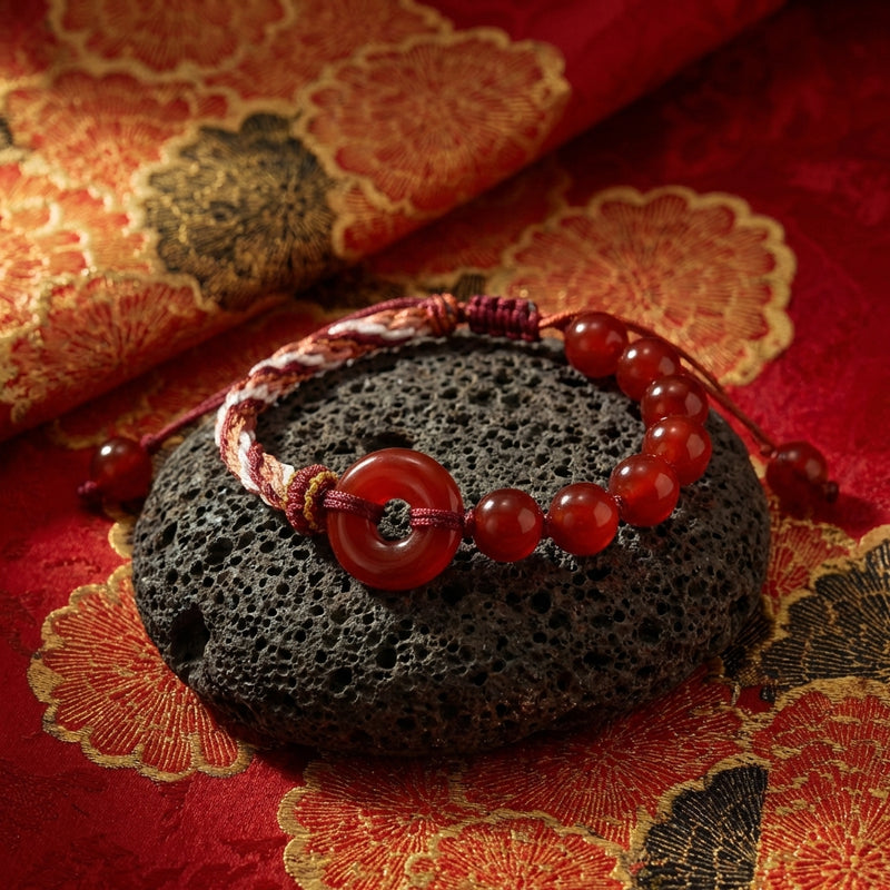 Dunhuang Red Agate Peace Knot String