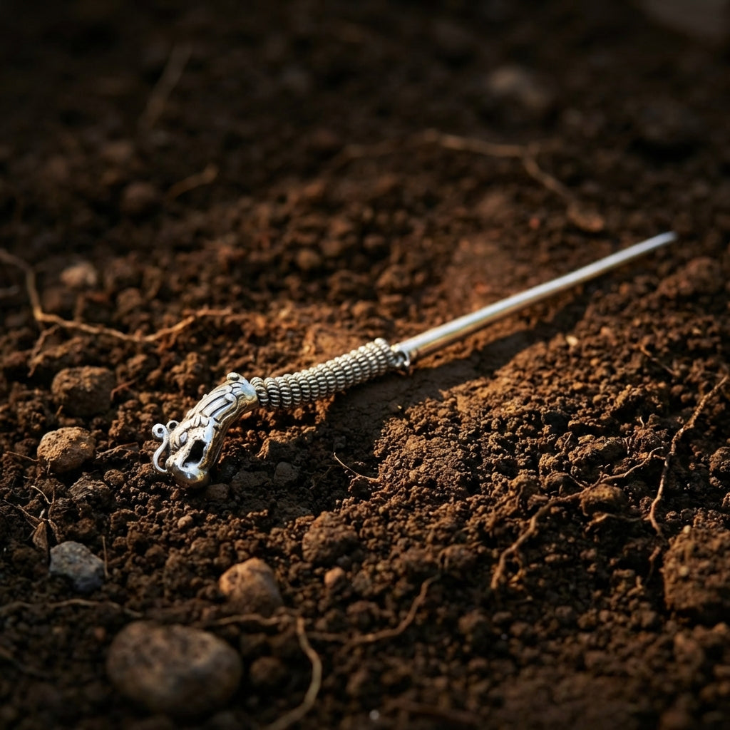 Silver Hairpin Tea Knife - Longevity Peach (Health) | Miao Artifact