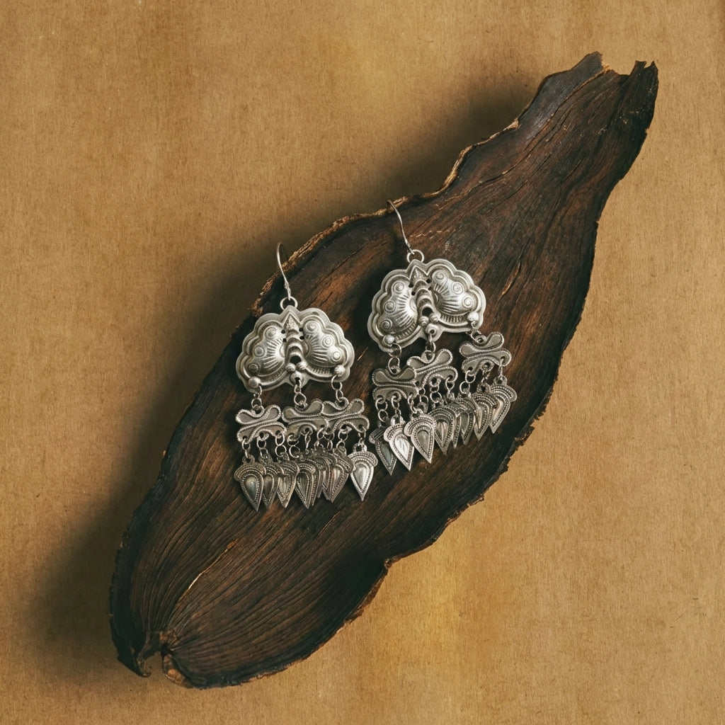 Miao Silver Earrings - Tiered Bells Large （Hot Seller）  | Ethnic Jewelry