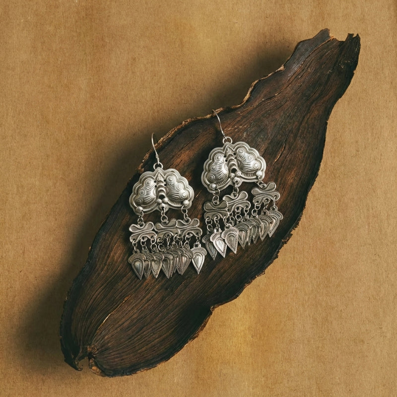 Miao Silver Earrings - Tiered Bells Large （Hot Seller）  | Ethnic Jewelry