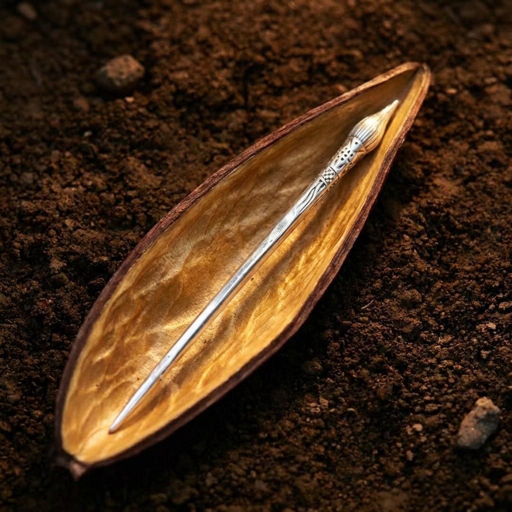 Silver Hairpin Tea Knife - Gourd (Healing & Protection) | Miao Artifact