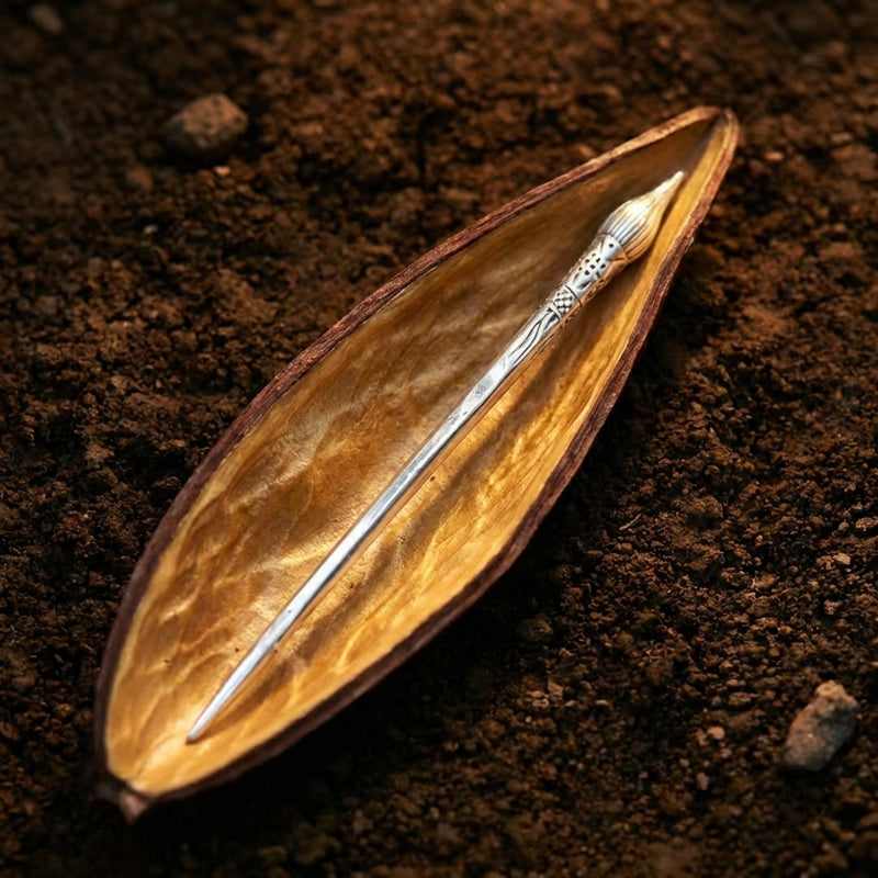 Silver Hairpin Tea Knife - Gourd (Healing & Protection) | Miao Artifact