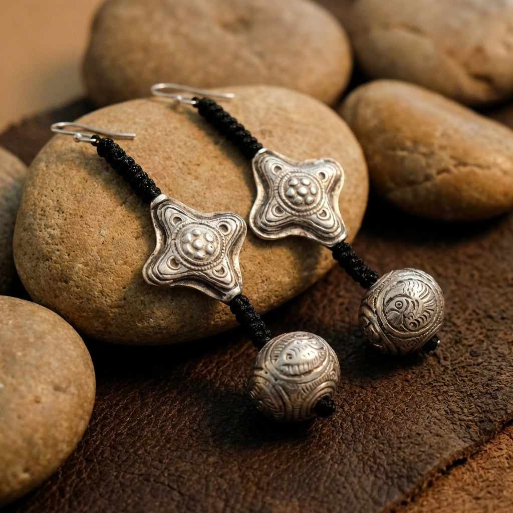 Miao Silver Earrings  | Ethnic Heritage
