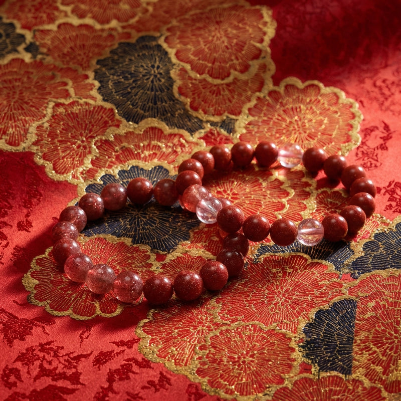 Cinnabar & Strawberry Quartz Prayer Beads