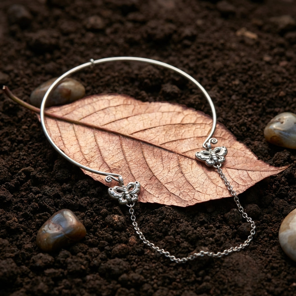 Miao Silver Long Chain Necklace - Double Fish Pendant