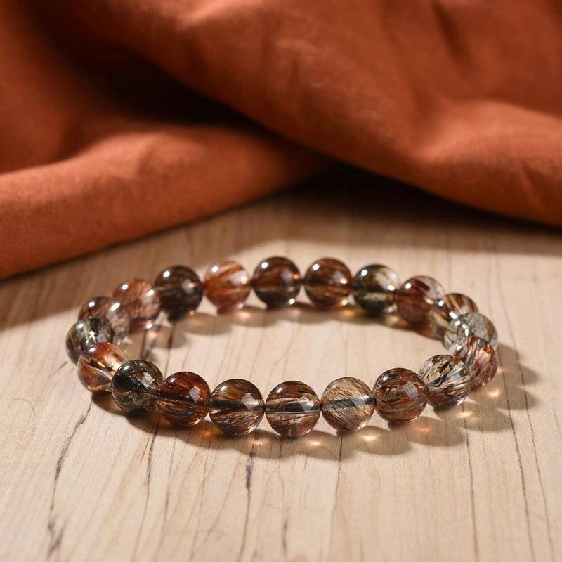 Black Gold Super Seven Bracelet - 7A Light | All-Chakra Activation Crystal