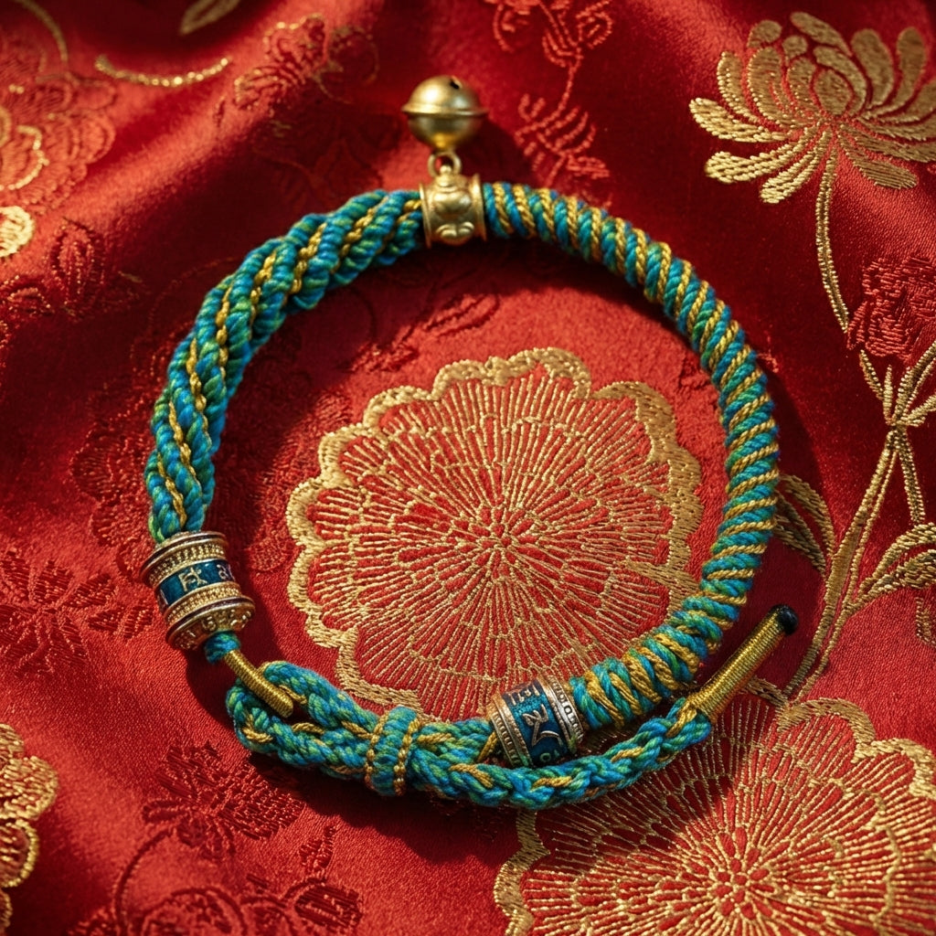 Tibetan Six Character Mantra Red String