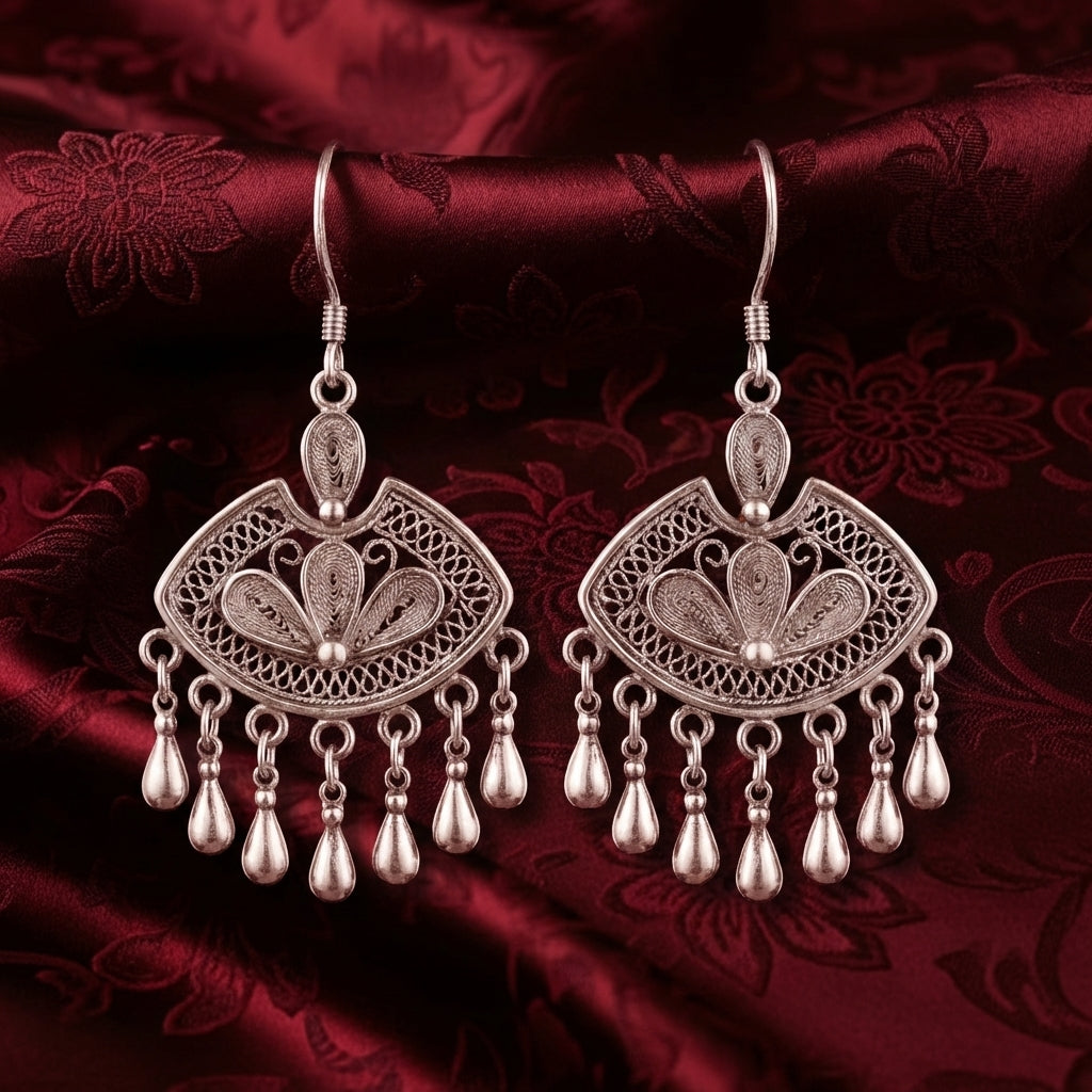 Miao Silver Earrings| Ethnic Heritage