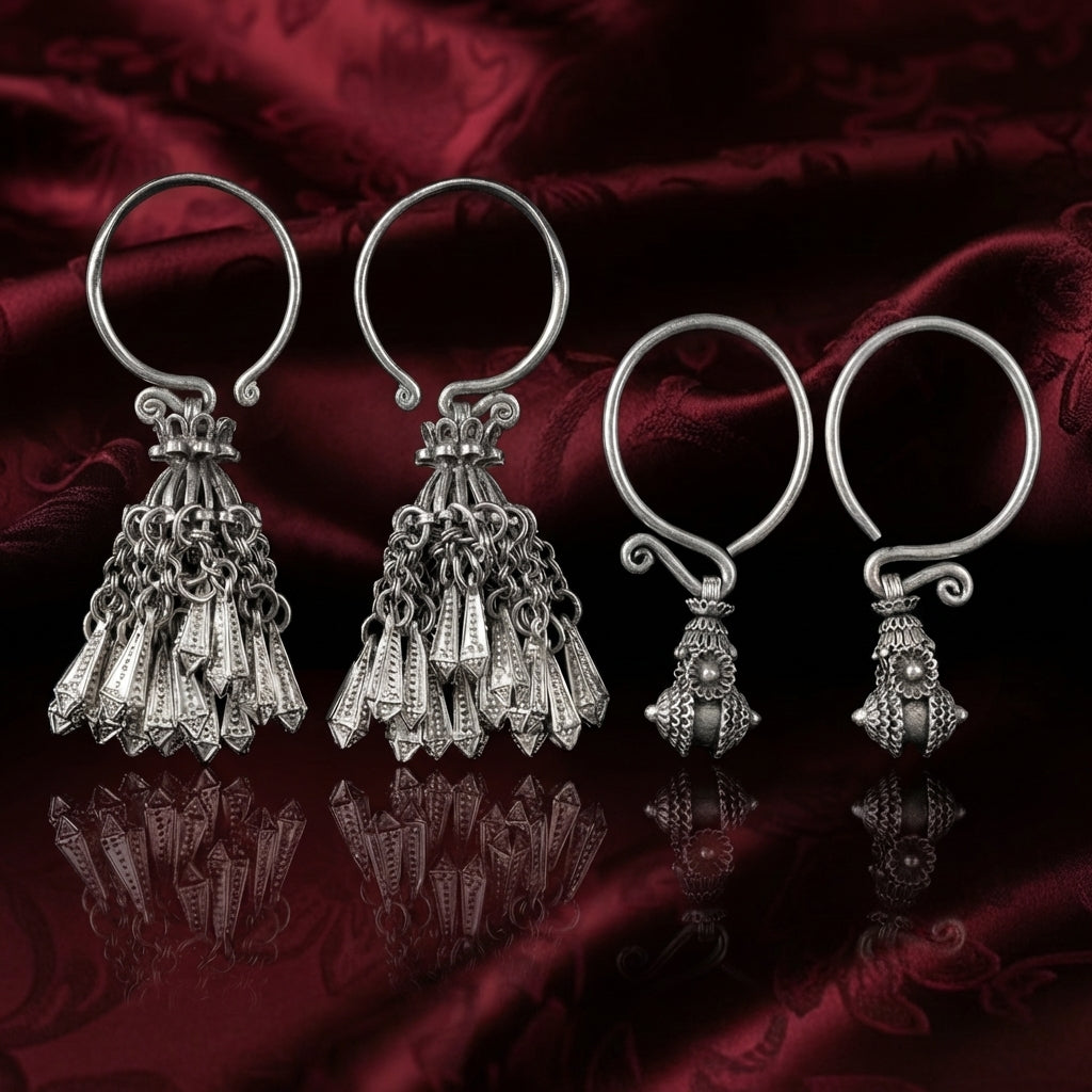 Miao Silver Earrings  | Ethnic Heritage