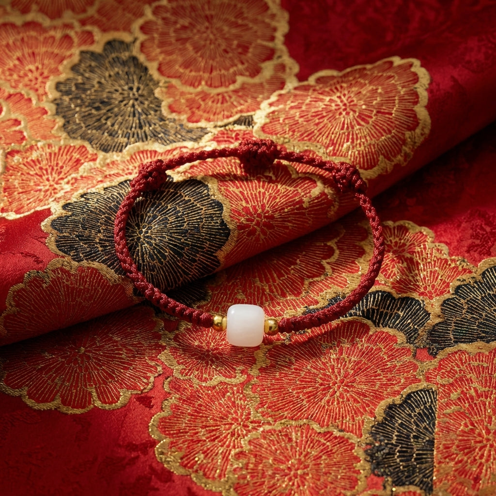 Hetian Jade Transfer Bead Hand-Woven String