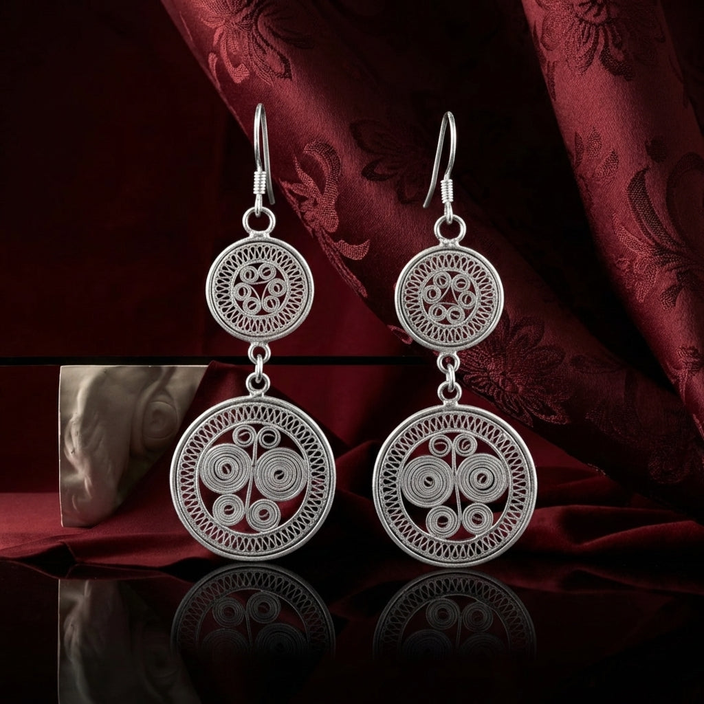 Miao Silver Earrings | Ethnic Heritage