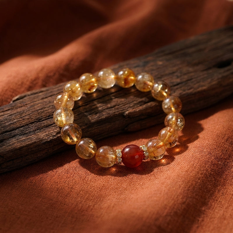 Yellow Phantom & Hematite Quartz Bracelet