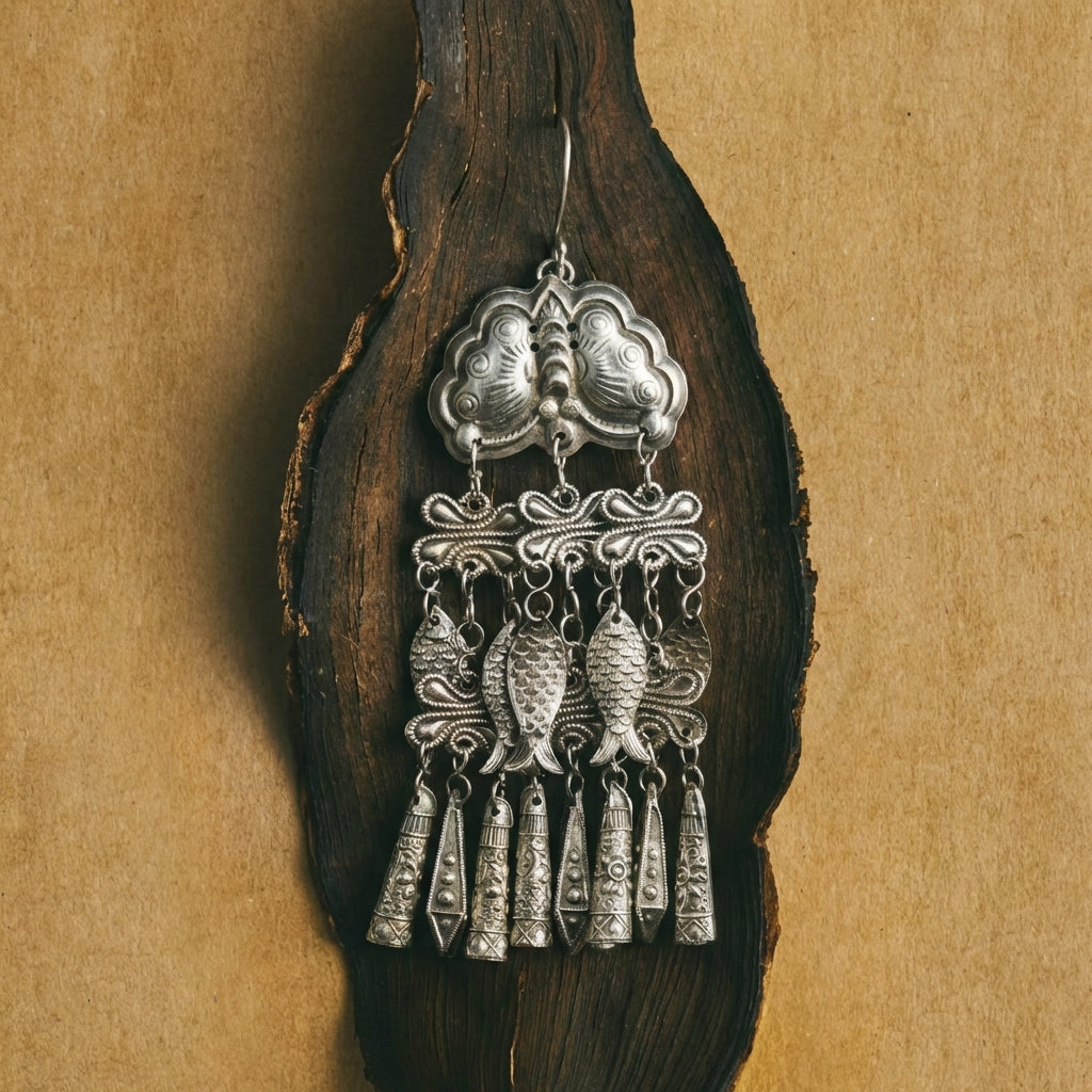 Miao Silver Earrings - Tiered Bells Large （Hot Seller）  | Ethnic Jewelry