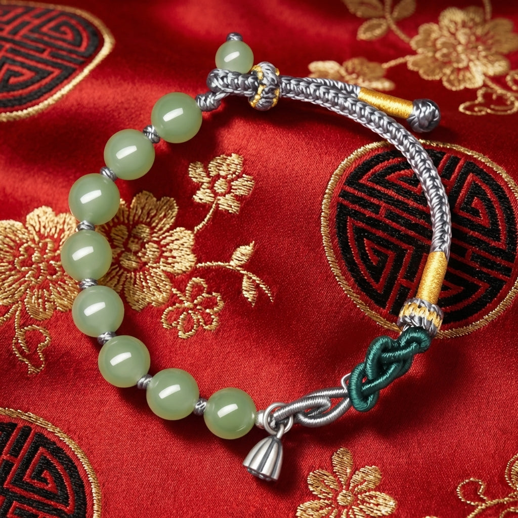 Hetian Jade Silver Lotus Seedpod String