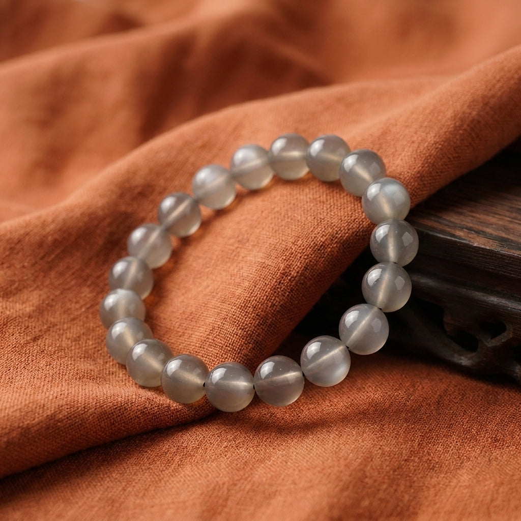 Natural Black| Silver Moonstone Bracelet