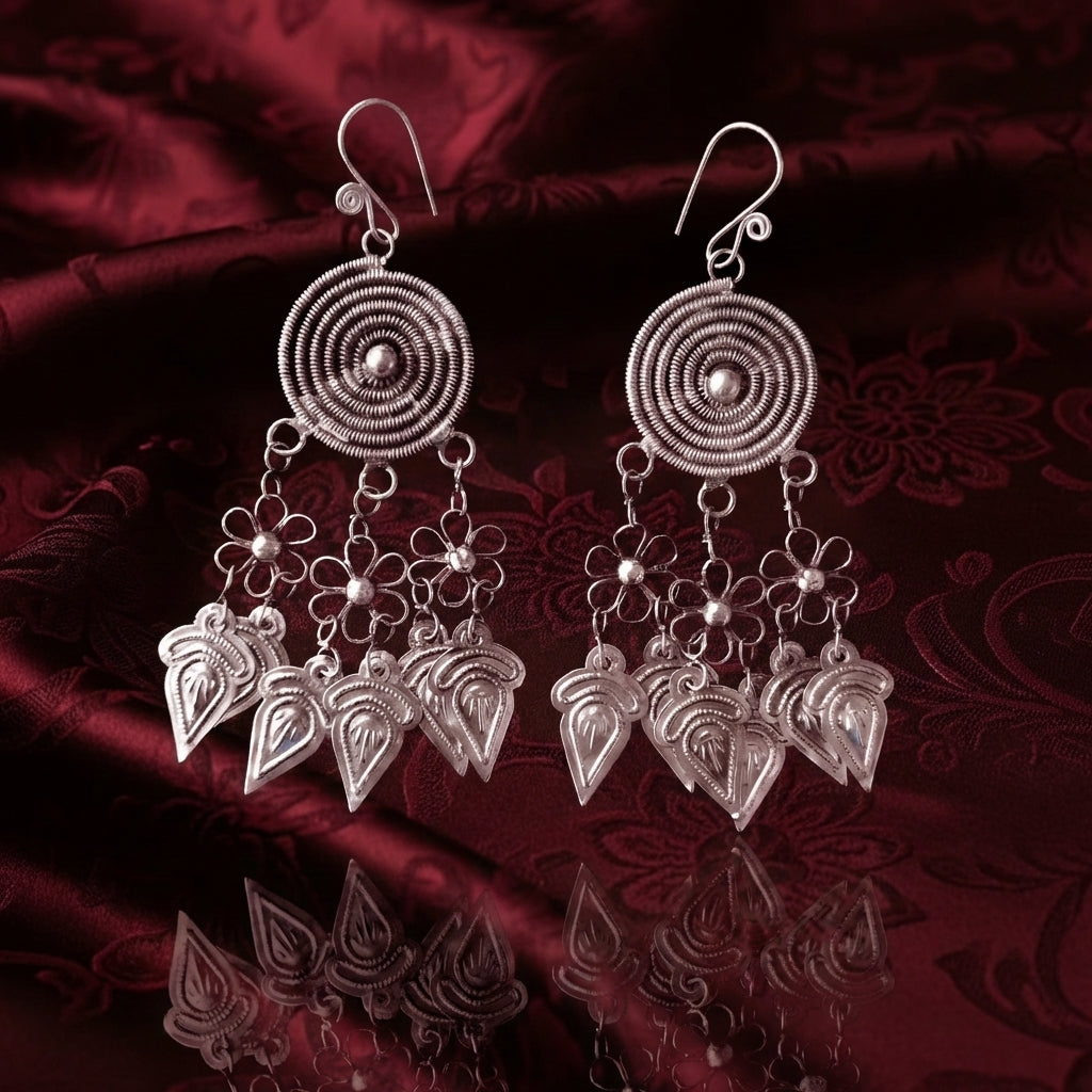 Miao Silver Earrings - | Ethnic Heritage