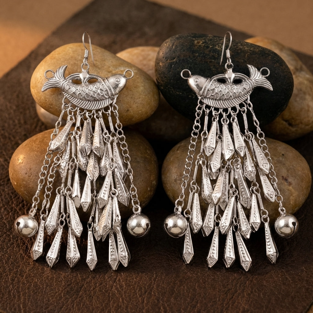 Miao Silver Earrings  | Ethnic Heritage